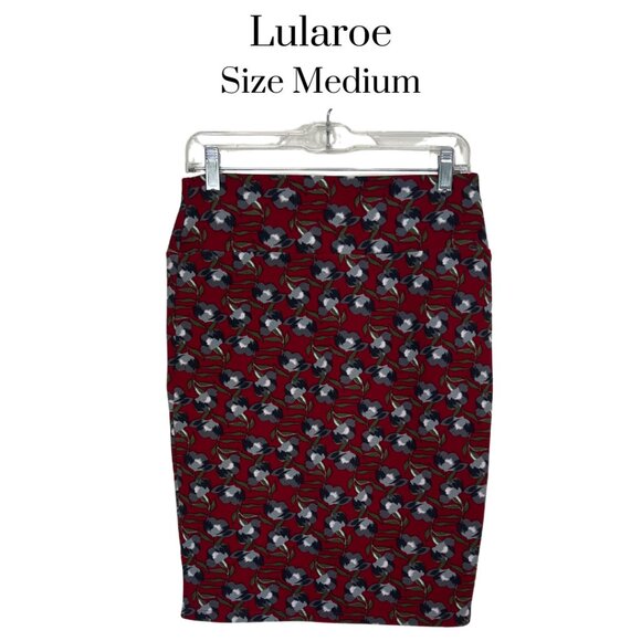 EUC LuLaRoe Cassie Pencil Skirt Small – Fitted Multicolor Stretch Red Black Gray - Picture 1 of 9